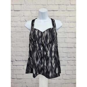 8R BLACK A375185 Denim & Co. Beach H-Back Tankini Top